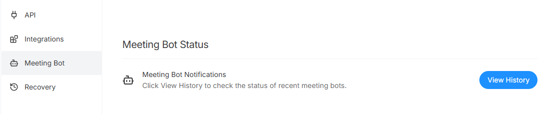 Meeting history and status in ScreenApp